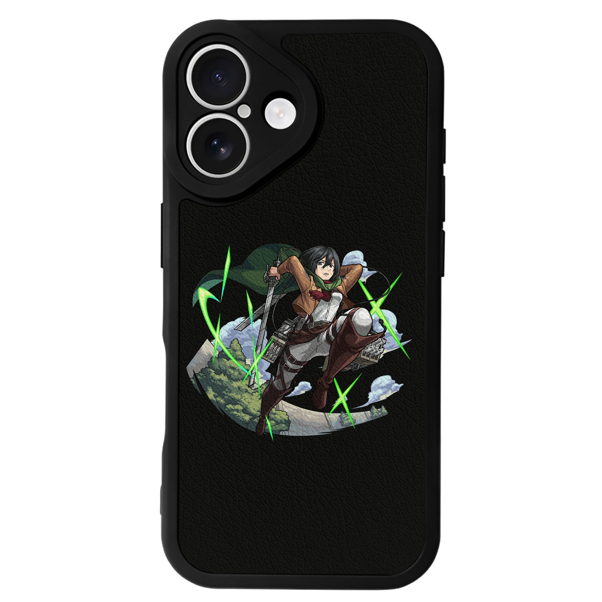 （画像用） 進撃の巨人 ミカサ·アッカーマン Attack on Titan Mikasa Ackerman 【iPhone 16シリーズ対応】シリコンスマホケース（レザー調） 材質：シリコン